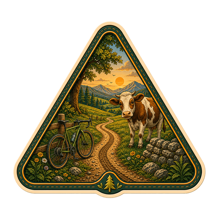 Cow Encounter collectible cycling badge