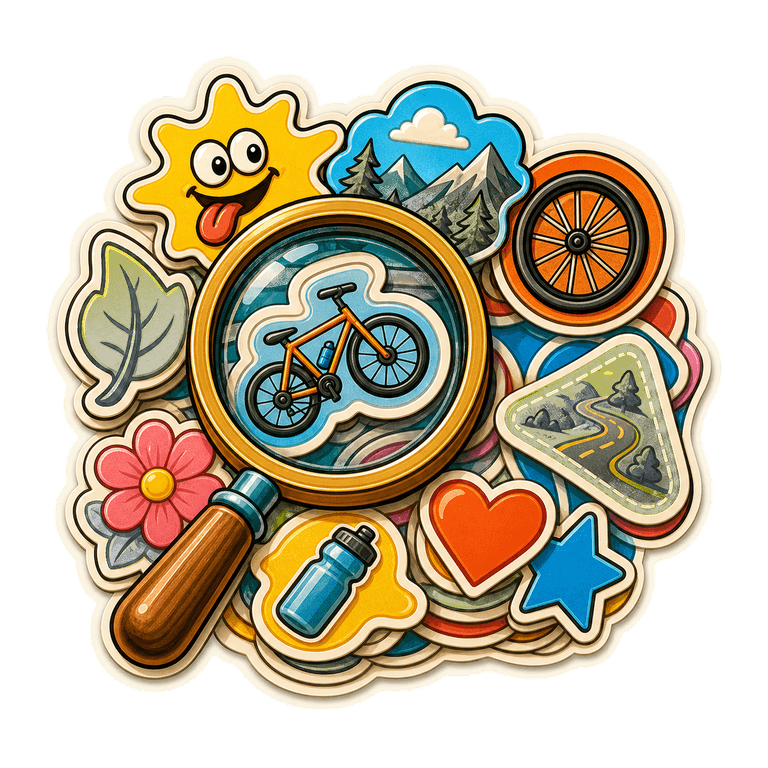 Sticker Hunt collectible cycling badge